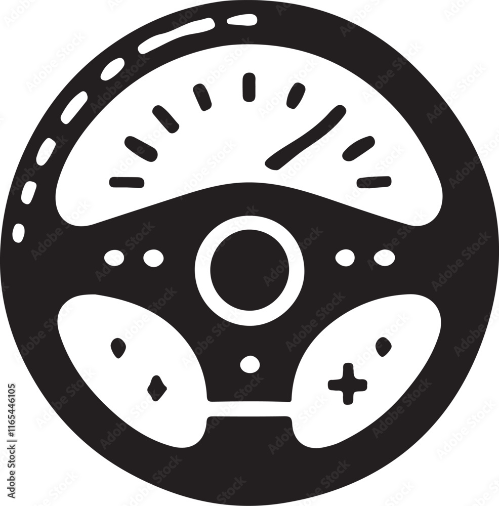 Stylized Car Steering Wheel Silhouette Design Stylized Car Steering Wheel Silhouette Design
