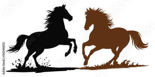 Beautiful horse silhouette isolated on white background