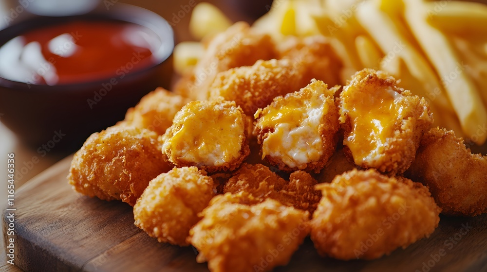 Crispy Cheese Bites Served with French Fries Crispy Cheese Bites Served with French Fries