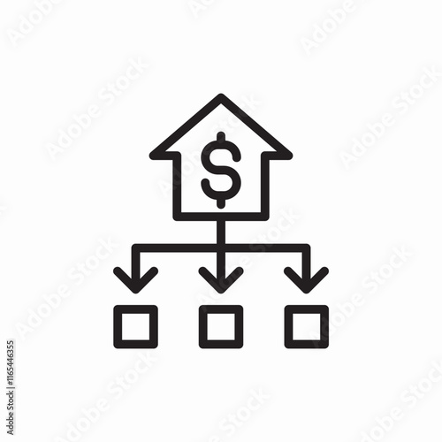 Money flow distribution network icon vector sign
