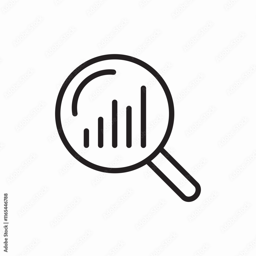 Analytics data magnifier research icon vector sign
Analytics data magnifier research icon vector sign