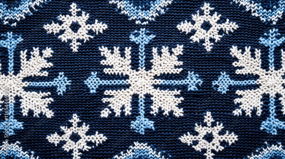 A patterned textile design featuring snowflakes in blue and white. A patterned textile design featuring snowflakes in blue and white.