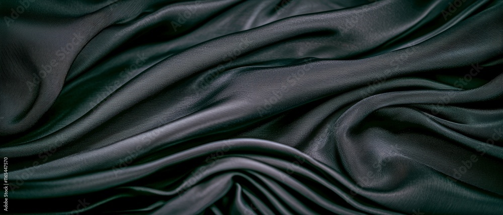 Fototapeta premium Elegant Dark Blue Silk Satin Fabric Drape Background Texture