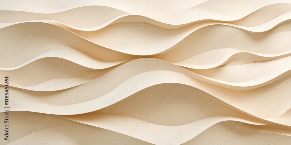 Obraz premium Abstract background with waves of beige color, a pattern made from smooth lines and shapes 