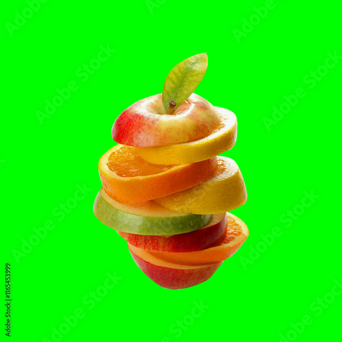 slices of fruit Green Screen background