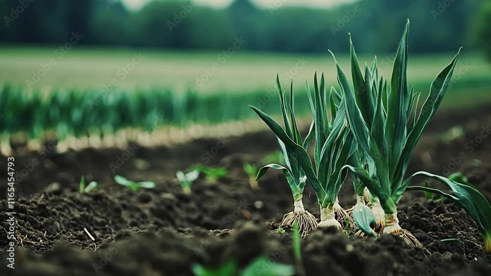 onion plants in the field