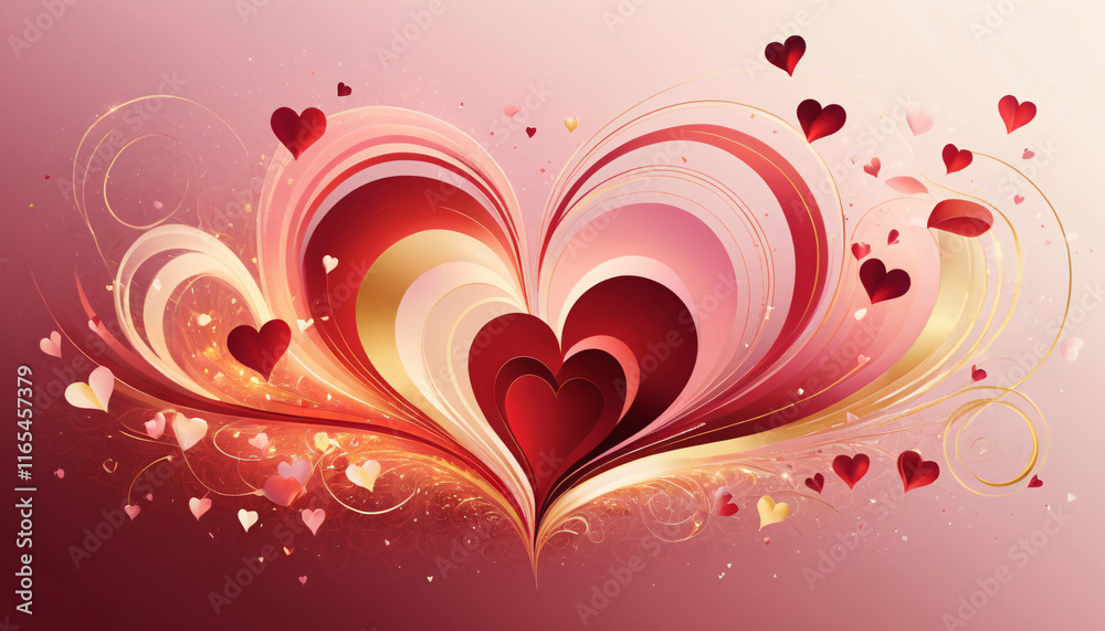 Dynamic red hearts in motion with glowing effects Dynamic red hearts in motion with glowing effects