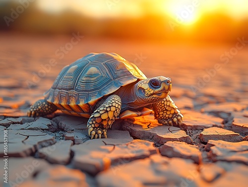 Resilient Tortoise Braving the Harsh Desert Landscape photo