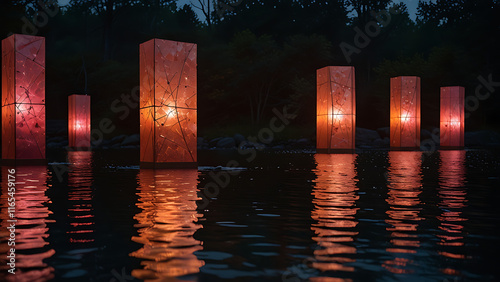 Constellation Grid” is a light sculpture created by  artist  set in Upstate New York. Known for his optical explorations of natural phenomena,  photo