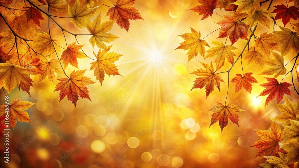 Golden Autumn Leaves Framing a Sunlit Bokeh Background