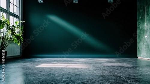 Dark Green Studio Background  Concrete Floor  Minimalist  Product Photography  Empty Space