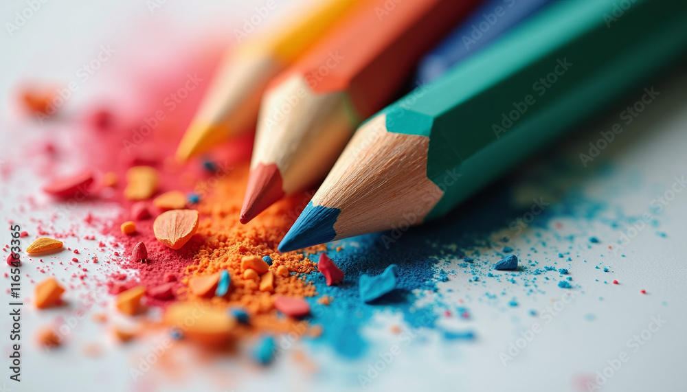 Colorful Crayons and Powdery Texture Colorful Crayons and Powdery Texture