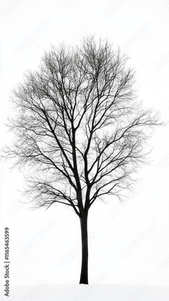 Obraz premium Solitary Bare Tree in Winter Snowscape