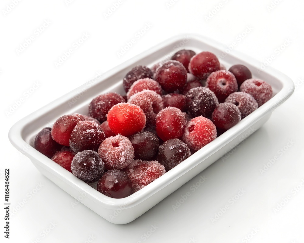 frozen cherries in a white tray on a white background
frozen cherries in a white tray on a white background