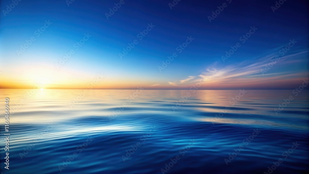 Fototapeta premium Serene Sunset Over a Calm Ocean, Painting the Horizon with Hues of Gold and Lavender