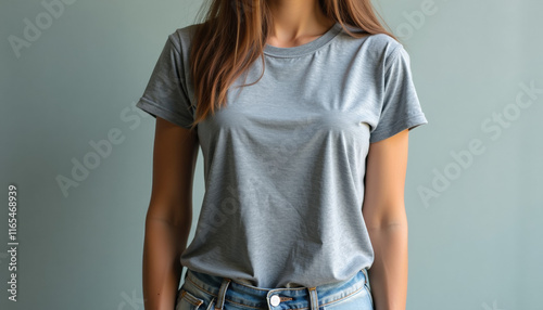 Stylish Grey T-Shirt and Jeans Outfit photo