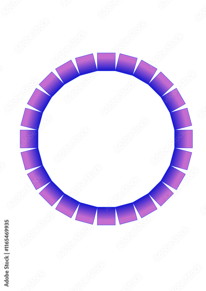 circular frame made of 24 blue and purple shaded squares arranged in a ring, abtract modern design, copy space
circular frame made of 24 blue and purple shaded squares arranged in a ring, abtract modern design, copy space