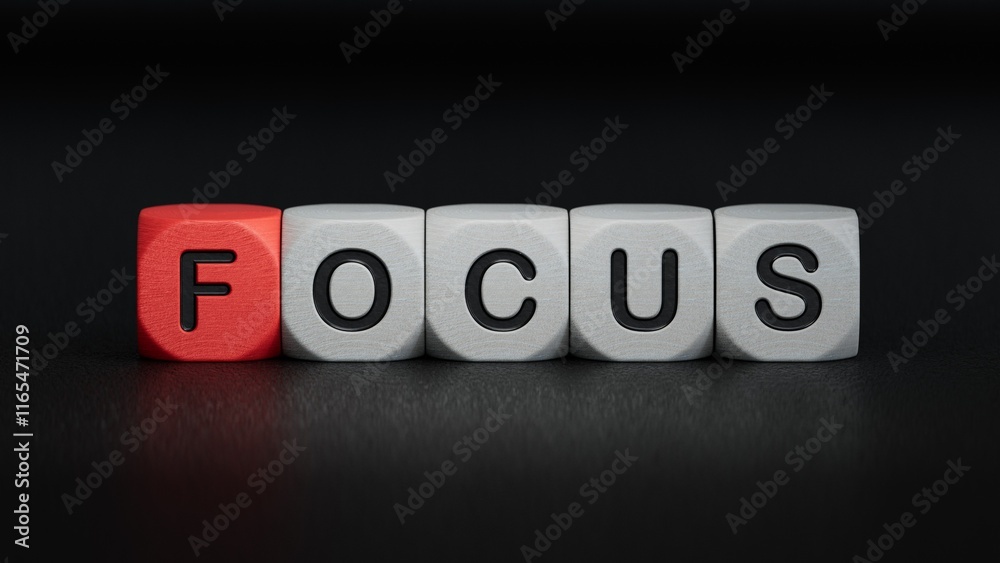 wooden cube block with FOCUS business word.close up of wooden elements,Business Concept.3D rendering on black background. wooden cube block with FOCUS business word.close up of wooden elements,Business Concept.3D rendering on black background.