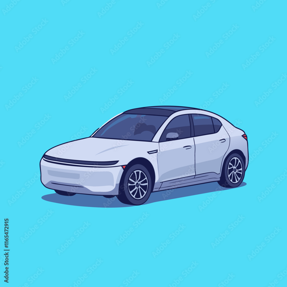 Obraz premium Modern Flat Car Illustration for Transportation, Automotive, and Design Projects