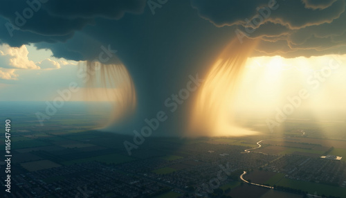 Epic Storm Over Cityscape: Nature's Majesty