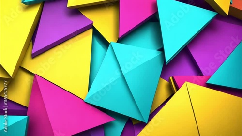 Retro abstract 90's style design background animation. Neon geometrical shapes of different vintage colors