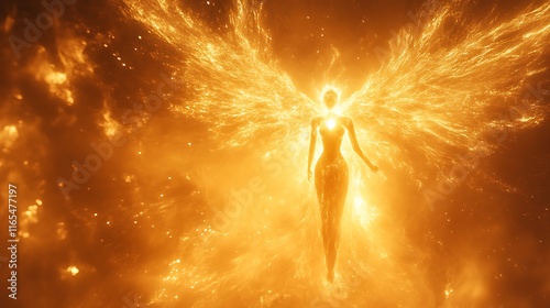 Golden Angelic Figure Embodied In Radiant Light