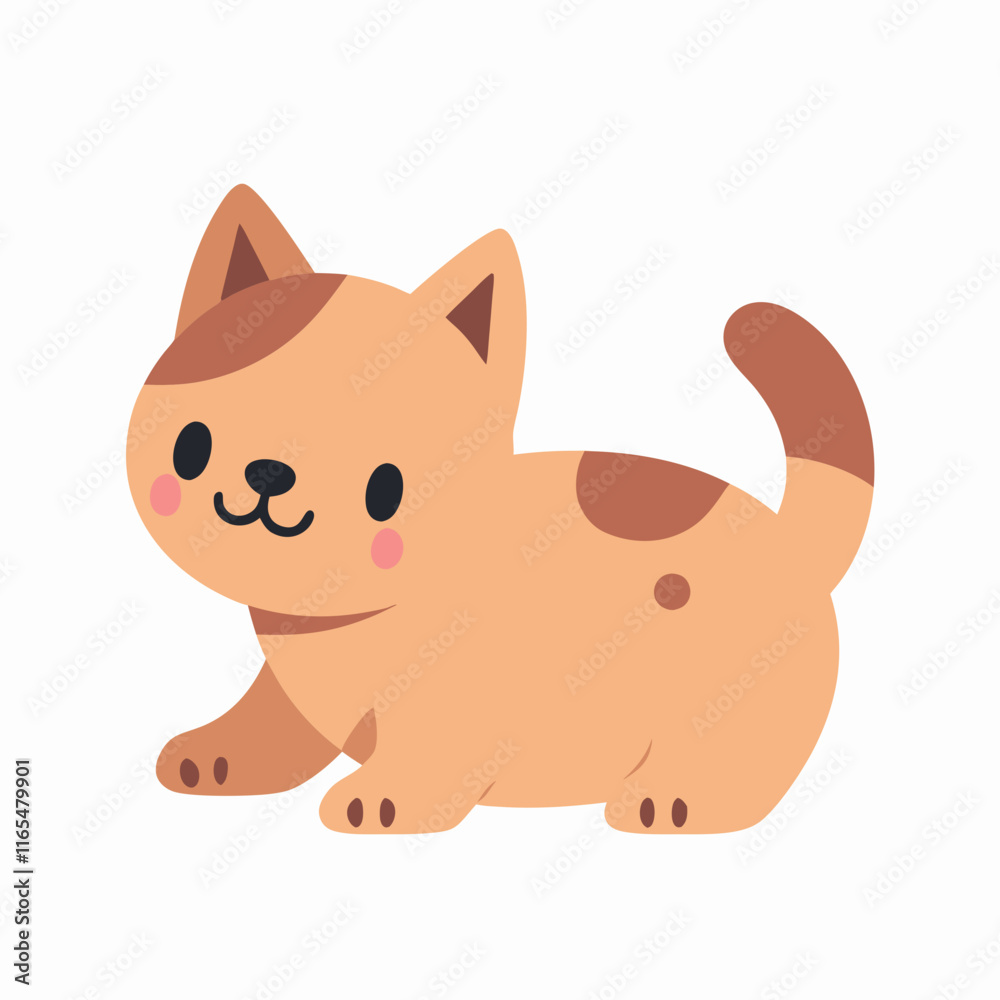 Charming Cartoon Cat Sitting Illustration in Hand-Drawn Style for Design and Graphics Charming Cartoon Cat Sitting Illustration in Hand-Drawn Style for Design and Graphics