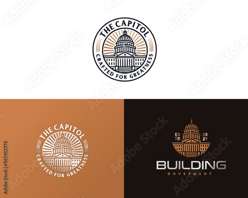 classic government capitol dome building architecture logo template for business company