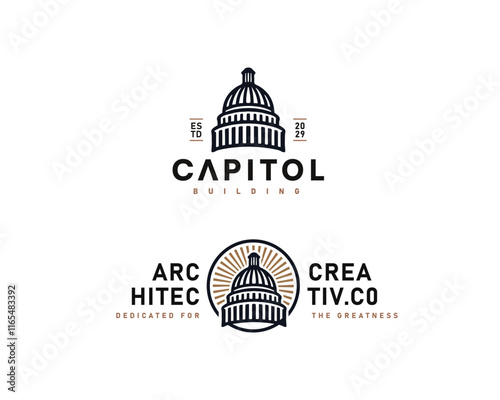 classic government capitol dome building architecture logo template for business company