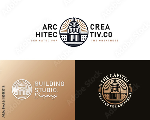 classic government capitol dome building architecture logo template for business company