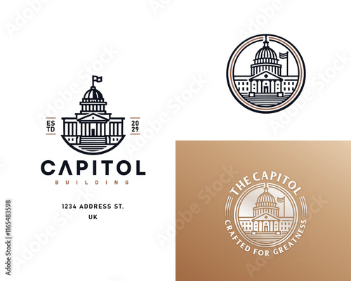 classic government capitol dome building architecture logo template for business company