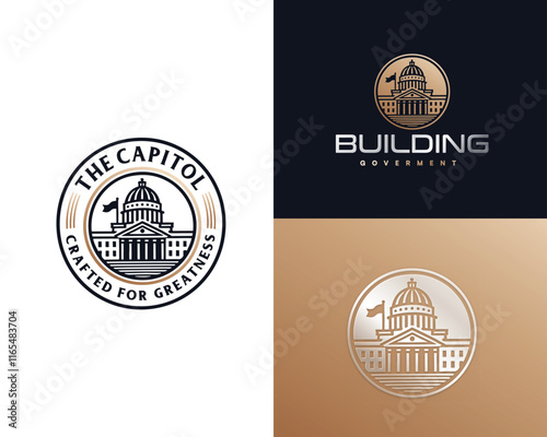 classic government capitol dome building architecture logo template for business company