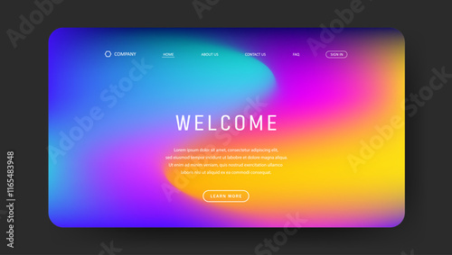 Abstract wave futuristic design of landing page. trendy gradient mesh website design