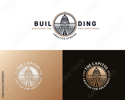 classic government capitol dome building architecture logo template for business company