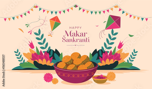 Maker sankranti Watercolor vector illustration