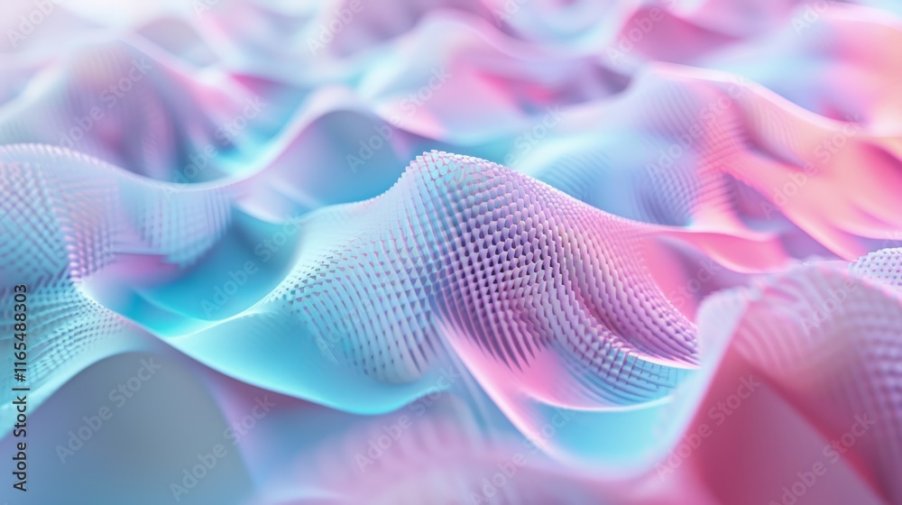 Pink and cyan geometric pattern creating a beautiful wavy surface, perfect for modern and futuristic backgrounds Pink and cyan geometric pattern creating a beautiful wavy surface, perfect for modern and futuristic backgrounds
