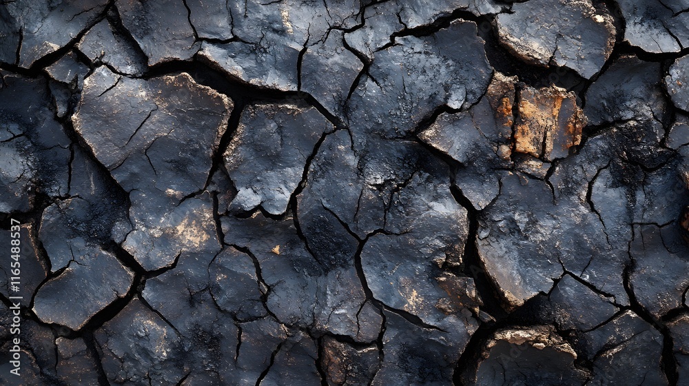 Fototapeta premium Dry Cracked Soil Surface Depicting Environmental Stress and Dehydration