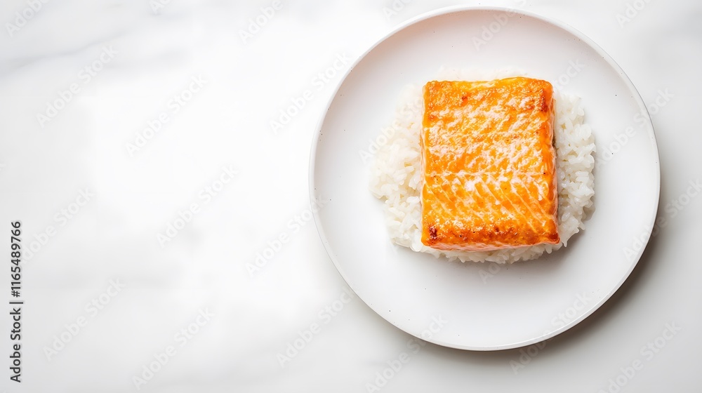 Glazed Salmon Fillet Served Over White Rice Glazed Salmon Fillet Served Over White Rice