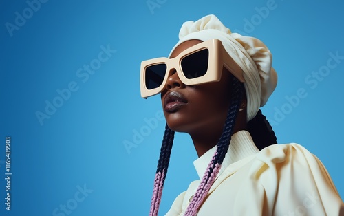 Portrait of a beautiful young female fashion model wearing designer clothes.