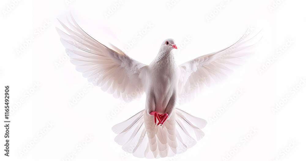 Obraz premium White dove on white background with clipping path.