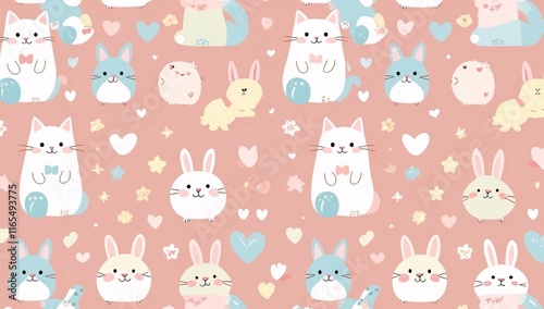 Wallpaper Mural Cute and whimsical desktop background featuring playful animals and pastel colors for a cheerful workspace atmosphere Torontodigital.ca