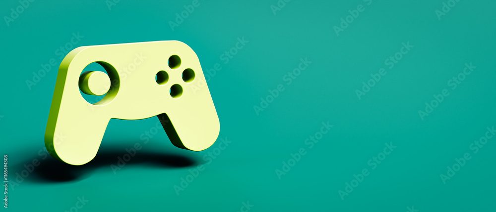 Gamepad 3D Shape on Blue Background with Copy Space Gamepad 3D Shape on Blue Background with Copy Space