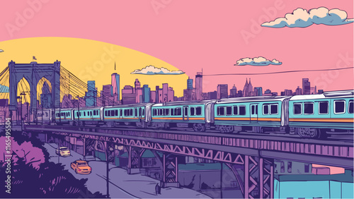 Brooklyn in the Pink Sunset- A City in Motion.eps