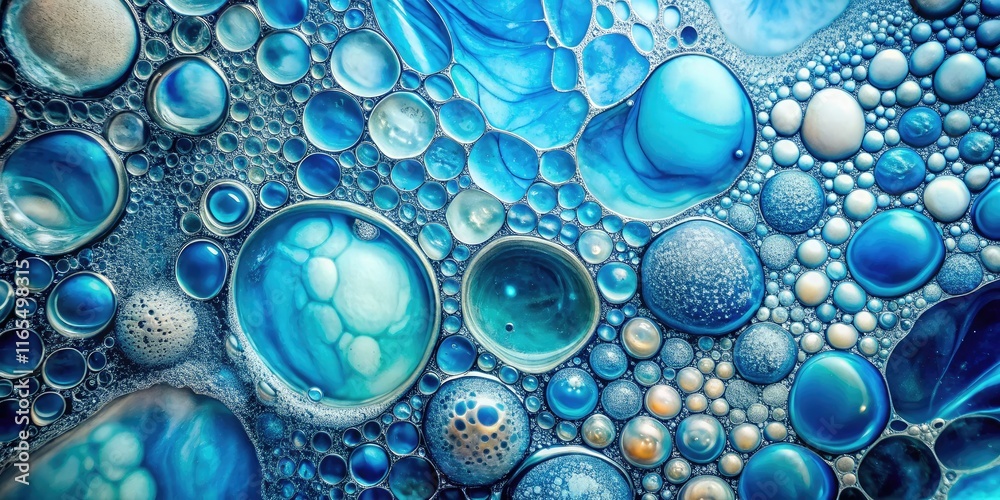 Abstract Drone Shot: Blue & White Textured Surface Bubbles