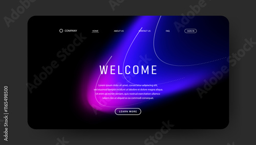 Abstract wave futuristic design of landing page. trendy gradient mesh website design