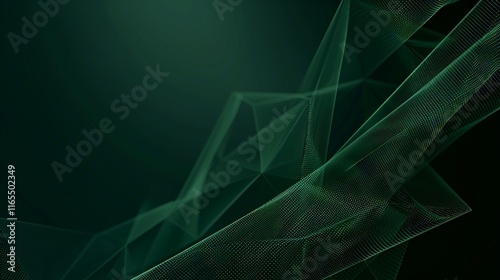 Green particles flowing and generating abstract shapes on a dark green background, perfect for wallpapers