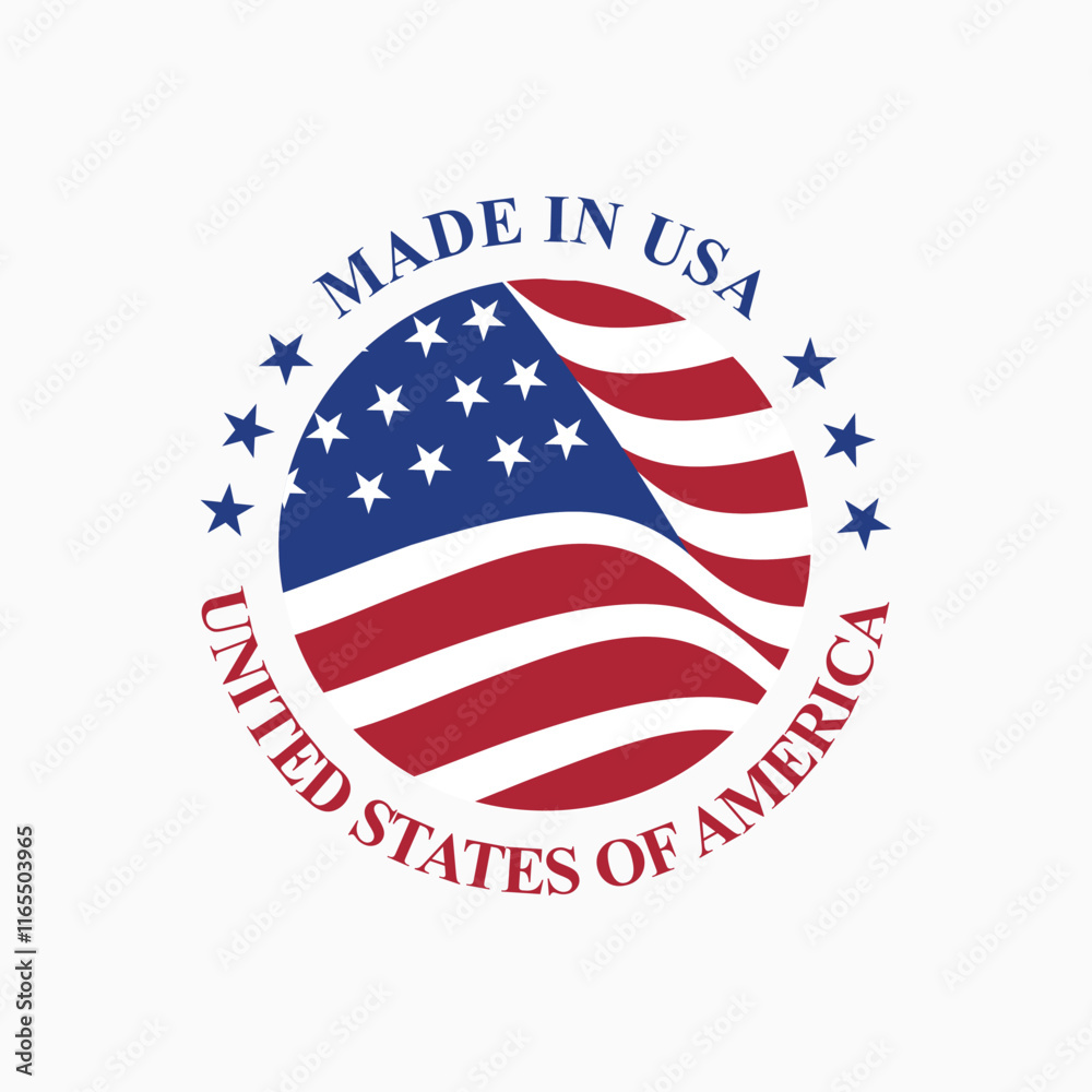 made in usa stamp circle logo vector design with united states flag element made in usa stamp circle logo vector design with united states flag element