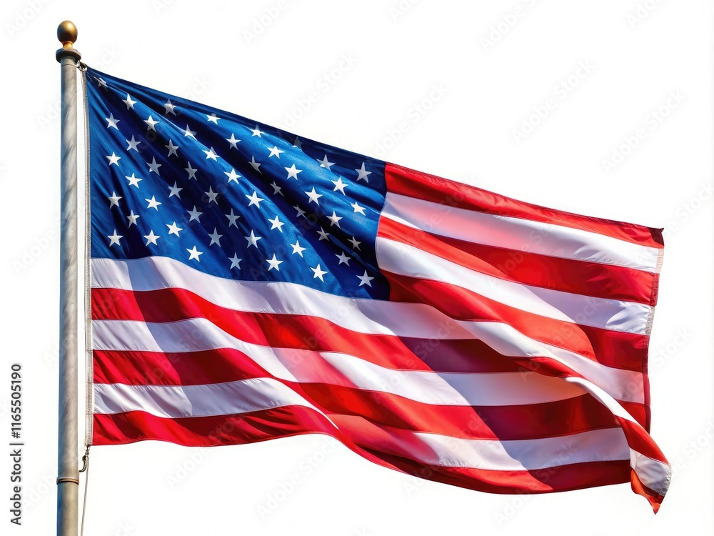 Fototapeta premium American Flag Architectural Photography, USA Flag on White Background