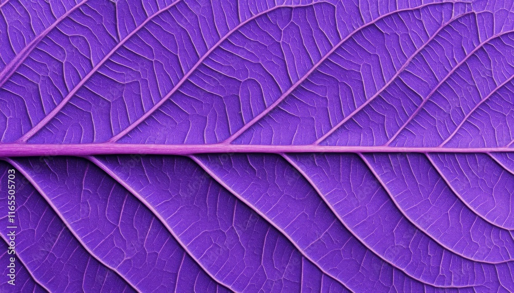 Obraz premium Close up of a purple leaf with veins texture background.wallpaper microscopic leaf with vein structure. 