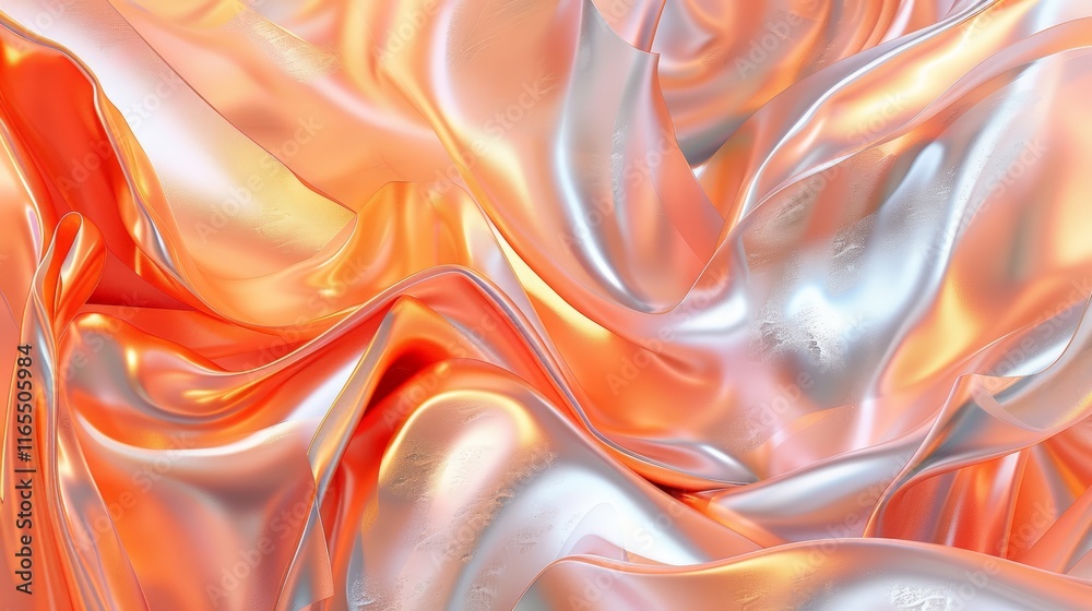 Obraz premium Smooth, luxurious fabric with metallic sheen creates an abstract, flowing design, ideal for a wallpaper or backdrop